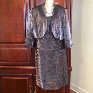 Alex Evenings tiered shimmery dress with jacket